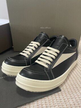 Rick Owens Black Leather Low-Top Sneakers